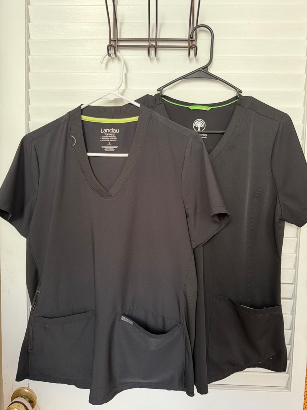 healing hands Black Scrub Top with Lime Accent